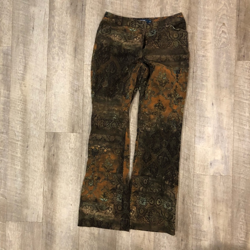 Printed patterned pants earth tones
